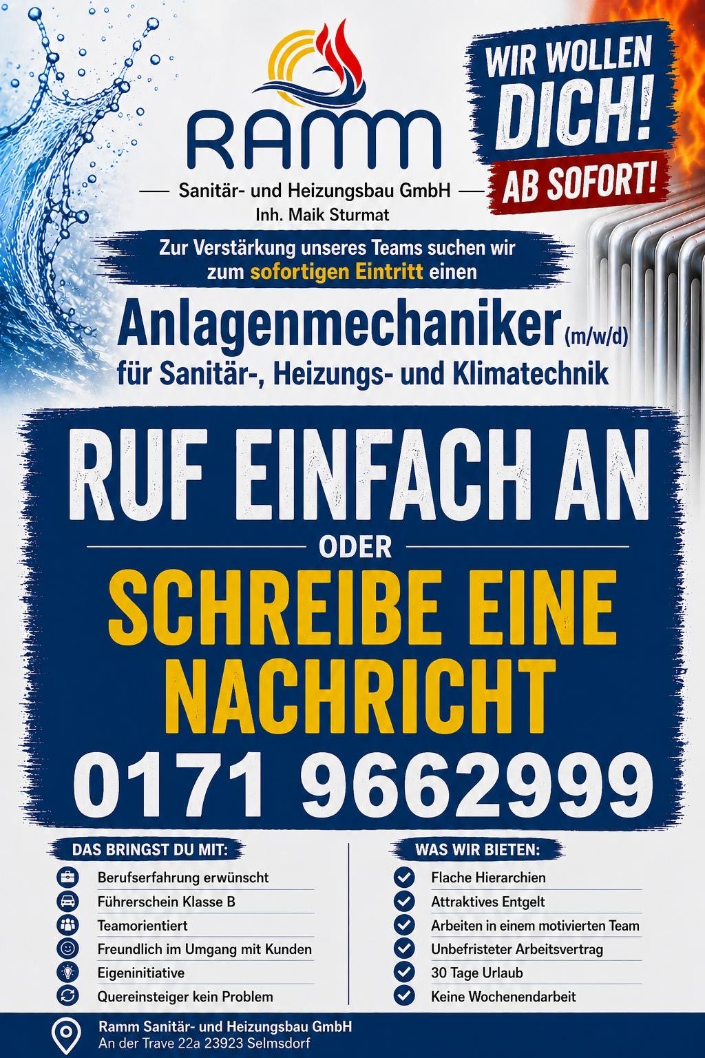 Wir suchen Anlagenmechaniker